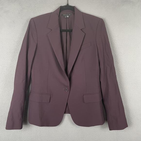 Theory Blazer Womens 10 Purple Wool Blend Gabe N Edition Career Office Jacket - Picture 1 of 8